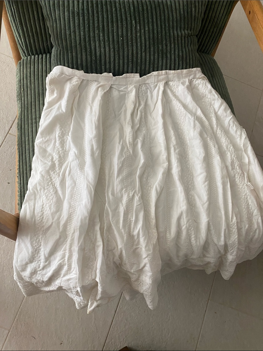 Anthropologie White Eyelet Cotton Skort with Gathered Silhouette